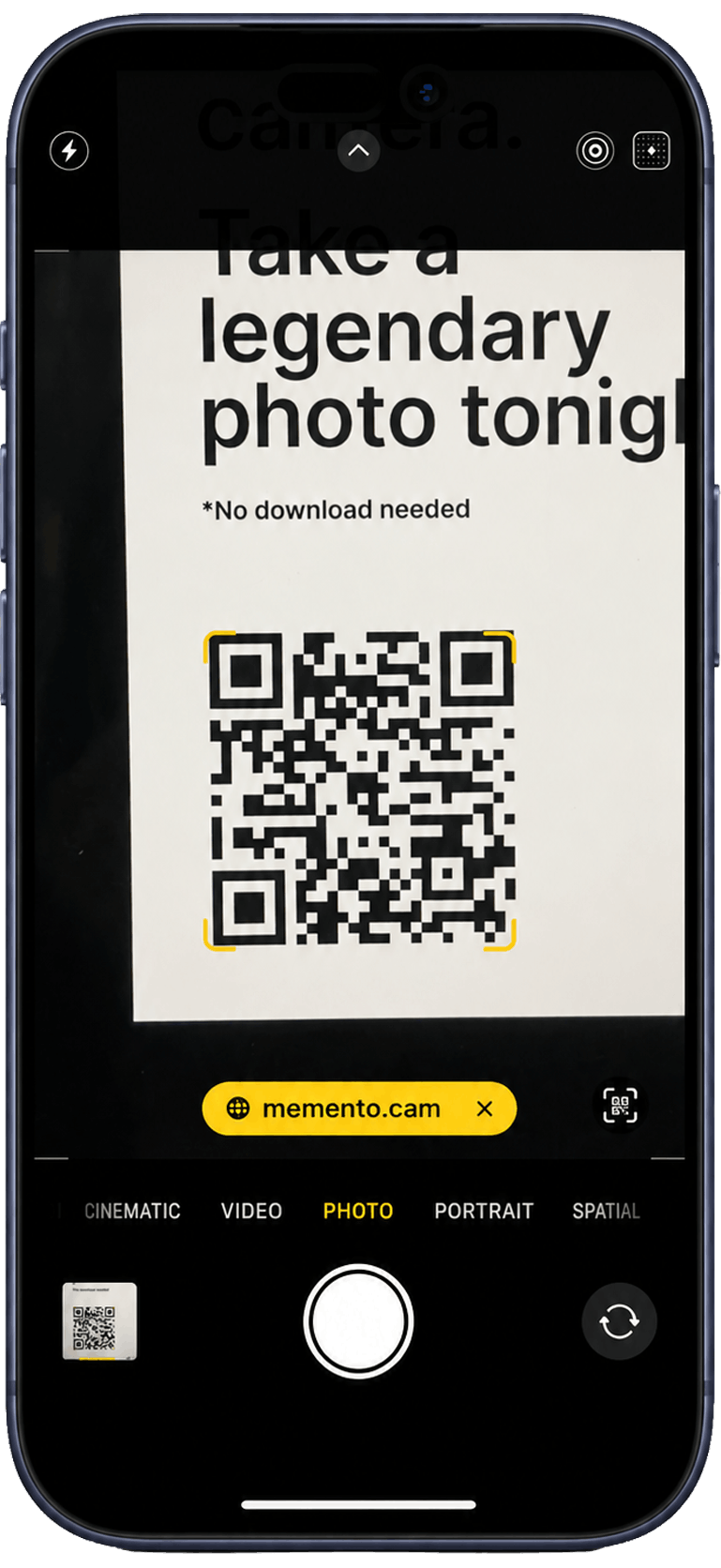 A guest scanning a Memento invite QR code